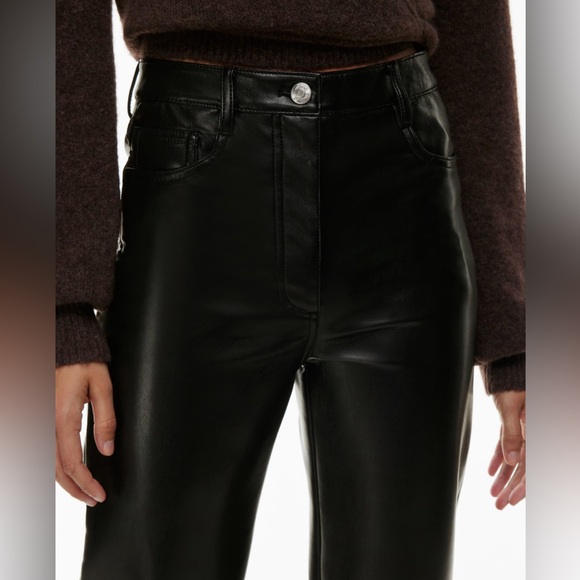 Aritzia Leather Melina Pants Black Size 0 Worn Once - Picture 4 of 7